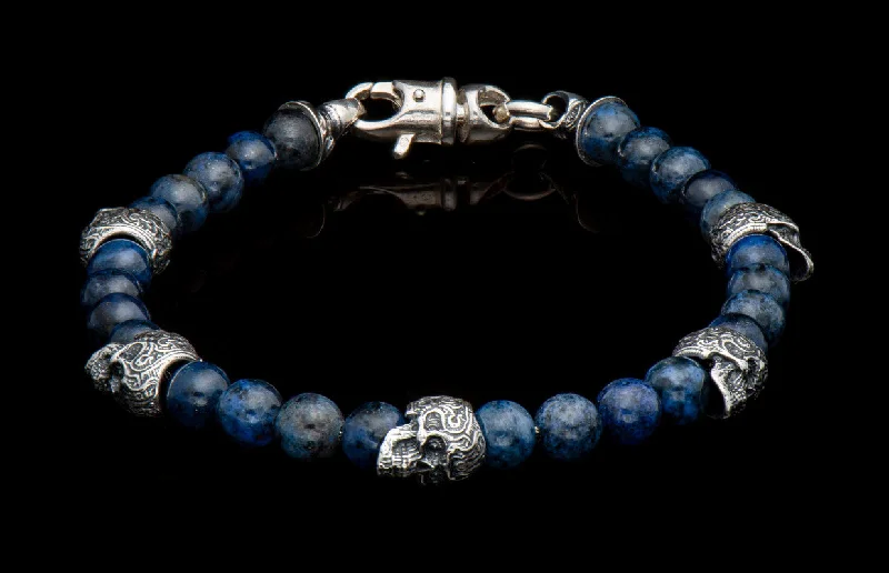 Luxury Jewelry At Unbeatable Discounts Blue Hawk Beaded bracelet with Sterling silver and blue dumortierite Luxury Jewelry At Unbeatable Discounts Blue Hawk Beaded bracelet with Sterling silver and blue dumortierite