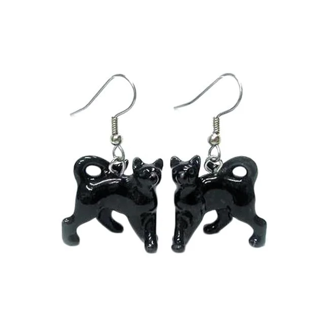 Shop Dazzling Jewelry At The Best Prices Cat Earrings - Black Cat Porcelain Earrings