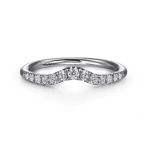 Elegant Jewelry Pieces At Unbelievable Prices Chambery - Curved 14K White Gold French Pave Diamond Wedding Band - 0.25 ct Elegant Jewelry Pieces At Unbelievable Prices Chambery - Curved 14K White Gold French Pave Diamond Wedding Band - 0.25 ct