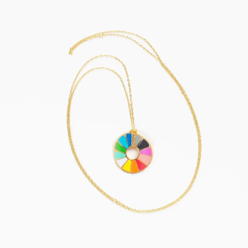 Dainty Floral Jewelry For Feminine Elegance Color Wheel Pendant