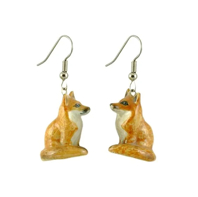 High-Quality Gemstone Jewelry For Special Occasions Red Fox Porcelain Earrings