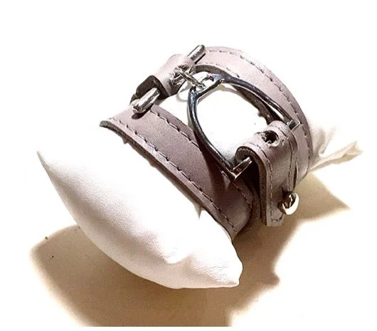 Romantic Heart-Shaped Jewelry For Special Gifts DAPPLE GREY STIRRUP LEATHER WRAP | Equestrian leather bracelet | Leather wrap | stirrup leather cuff | Equestrian jewelry - AtelierCG™