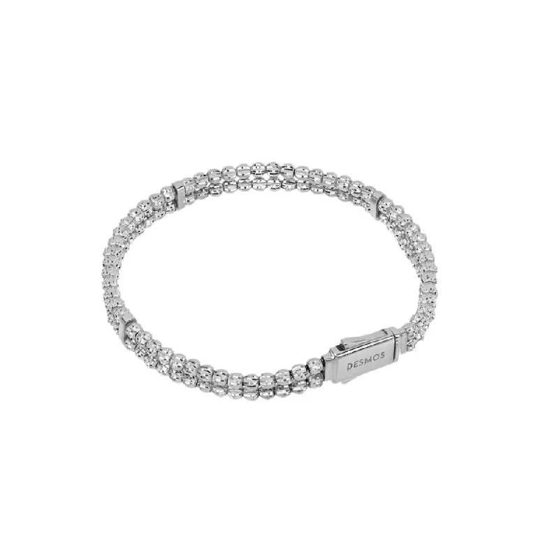 Timeless Beauty, Unbeatable Deals – Jewelry Sale On Desmos "Crystal" Sterling Silver 2 Row Diamond-Cut Bracelet