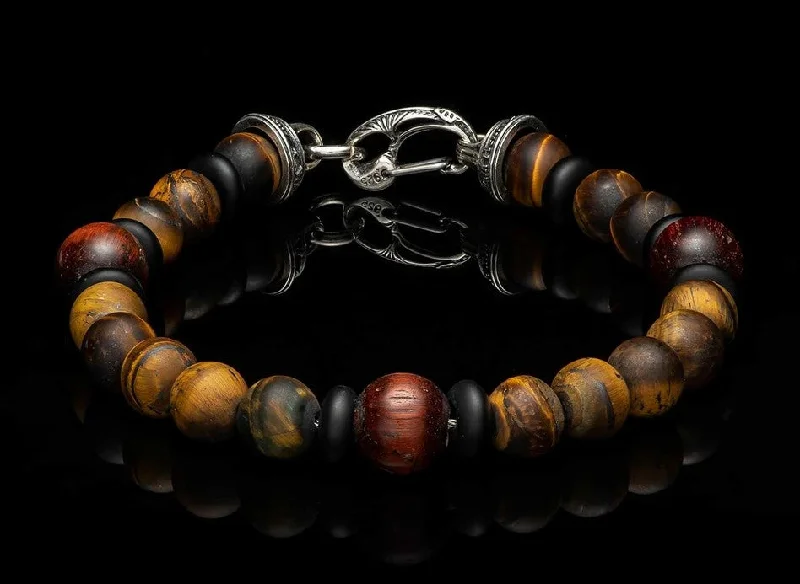 Shop Dazzling Jewelry At The Best Prices Dragon Fire II Beaded bracelet with red tiger eye and sterling silver Shop Dazzling Jewelry At The Best Prices Dragon Fire II Beaded bracelet with red tiger eye and sterling silver