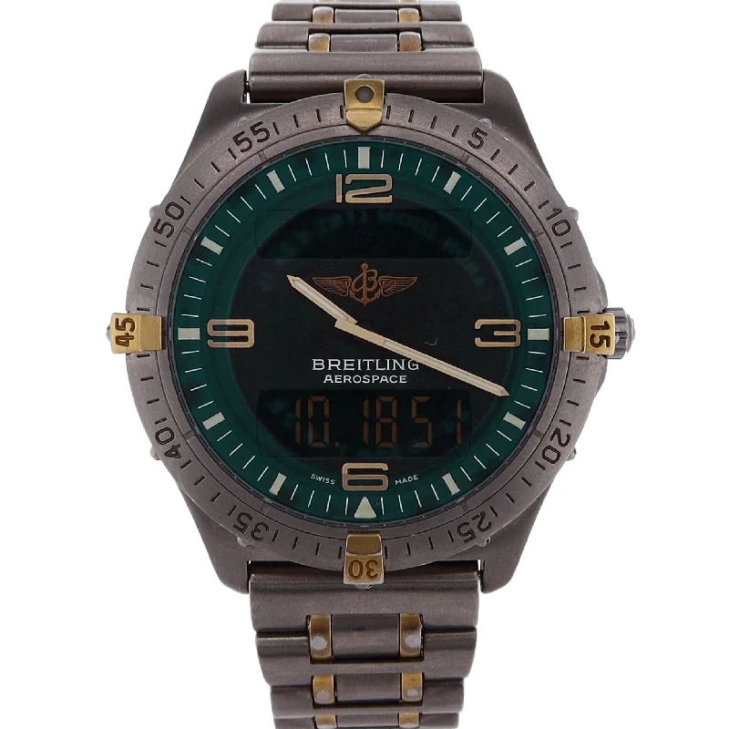 Customized Silver Jewelry For Unique Style Estate Breitling Titanium Two Tone Aerospace Analog/Digital with Grey Dial F56062 Customized Silver Jewelry For Unique Style Estate Breitling Titanium Two Tone Aerospace Analog/Digital with Grey Dial F56062