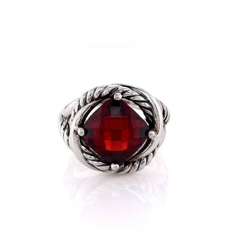 Beautiful Jewelry, Breathtaking Discounts – Hurry In Estate David Yurman Infinity Collection Checkboard Garnet Split Shank Ring