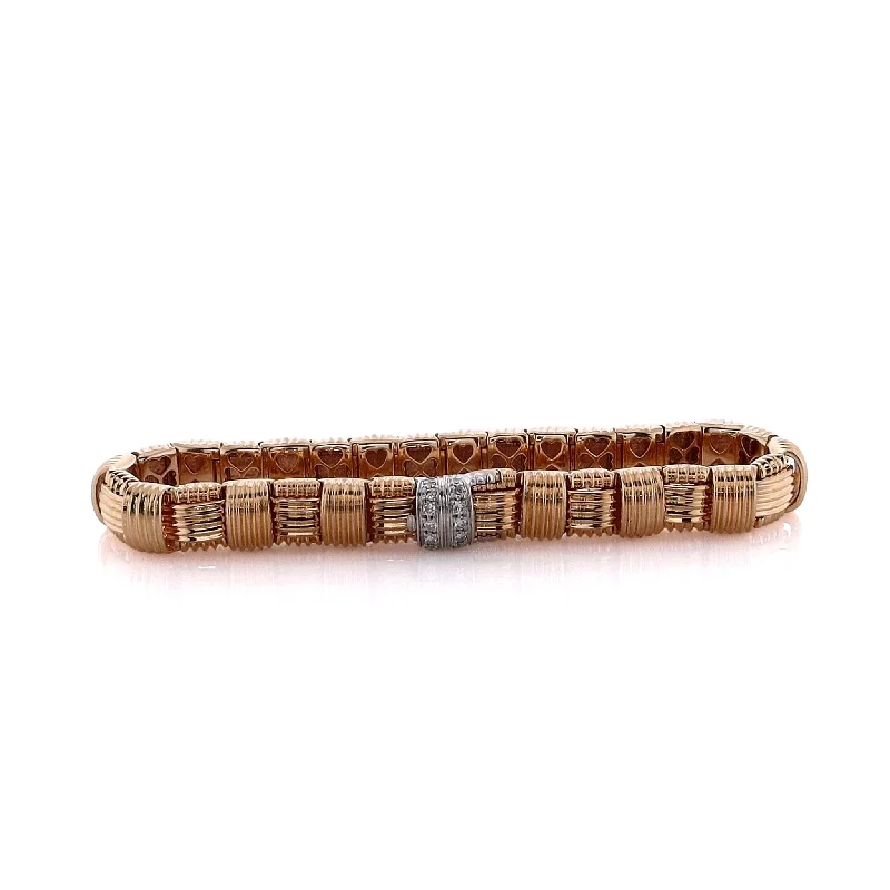 Luxury Handcrafted Jewelry For Elegant Looks Estate Roberto Coin 18 Karat Two-Tone Appassionata Diamond and Ruby Bracelet Luxury Handcrafted Jewelry For Elegant Looks Estate Roberto Coin 18 Karat Two-Tone Appassionata Diamond and Ruby Bracelet