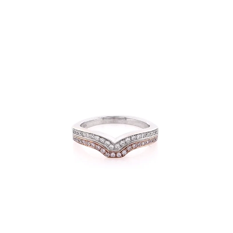 Glamorous Jewelry, Glamorous Deals – Shop Now Estate Simon G 18Karat Rose and White Gold Curved Double Row Diamond Wedding Band Glamorous Jewelry, Glamorous Deals – Shop Now Estate Simon G 18Karat Rose and White Gold Curved Double Row Diamond Wedding Band