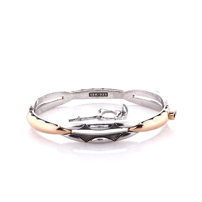 Don't Miss Out On Jaw-Dropping Jewelry Discounts Estate Tacori Sterling Silver and 18 Karat Rose Gold Promise Bangle Bracelet With Key Don't Miss Out On Jaw-Dropping Jewelry Discounts Estate Tacori Sterling Silver and 18 Karat Rose Gold Promise Bangle Bracelet With Key