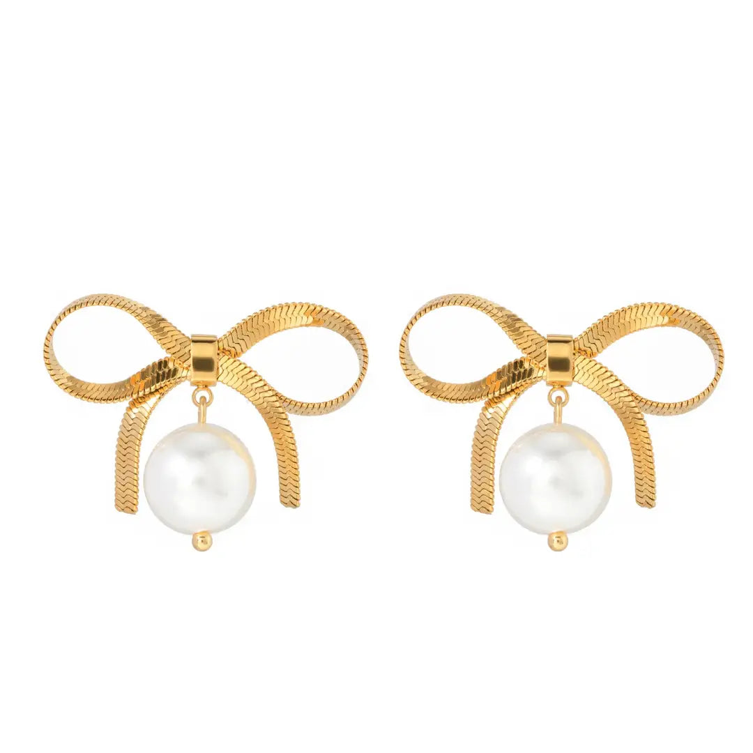 Exclusive Jewelry Bundles At Discounted Prices Evelyn Gold Bow & Pearl Earrings