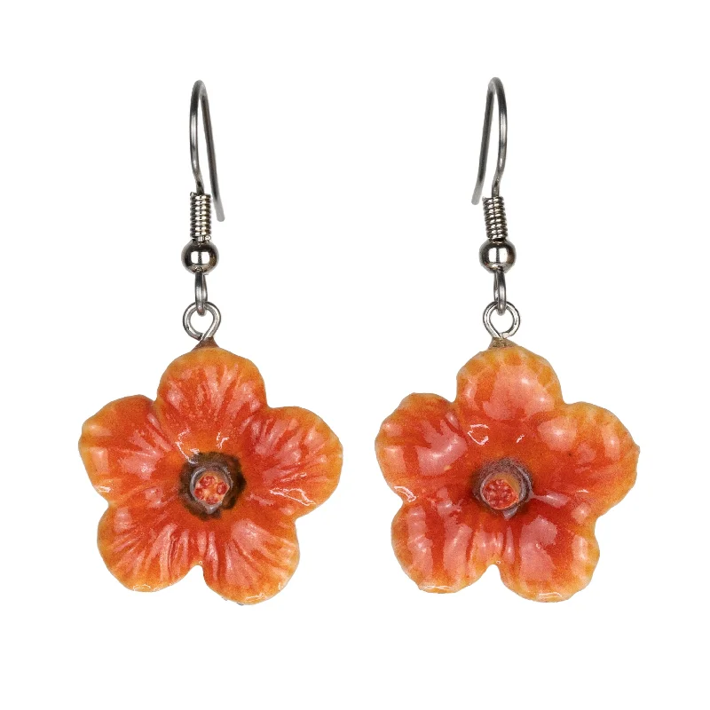 Fashion-Forward Jewelry At Exclusive Discounts Orange Hibiscus Porcelain Earrings