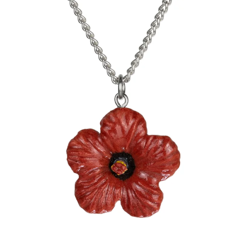 Huge Markdowns On Premium Jewelry Styles Flower - Pink Hibiscus Pendant Porcelain Jewelry