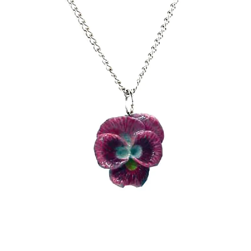 Breathtaking Jewelry, Breathtaking Prices Flower - Violet Pansy Pendant Porcelain Jewelry