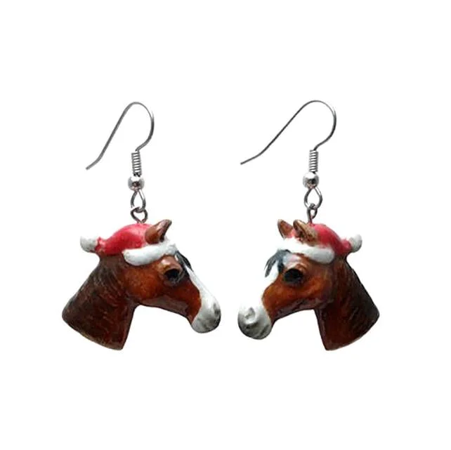 Sparkle More For Less – Jewelry Sale Happening Now EXCLUSIVE-Horse Head Santa Porcelain Earrings