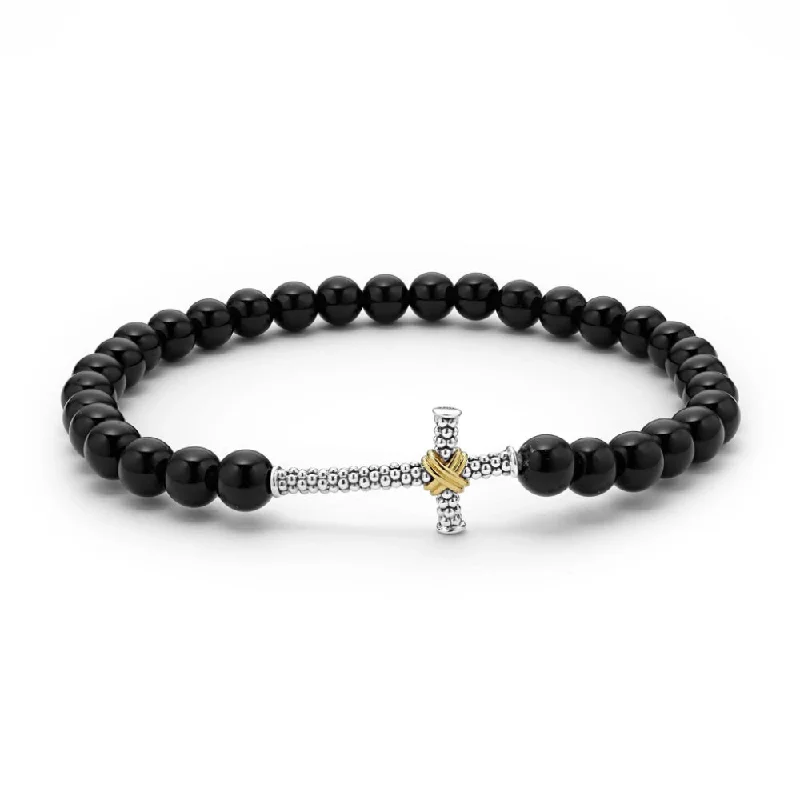 Affordable Luxury Jewelry For Every Occasion Lagos Anthem Onyx Cross Beaded Stretch Bracelet Affordable Luxury Jewelry For Every Occasion Lagos Anthem Onyx Cross Beaded Stretch Bracelet