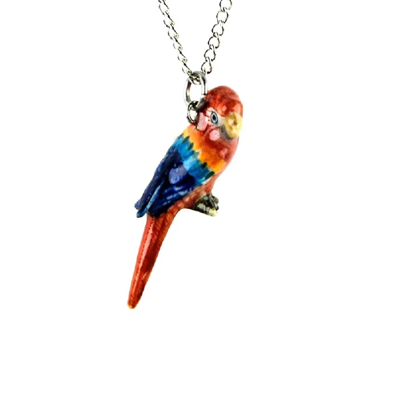 Bohemian-Inspired Jewelry For Free-Spirited Fashion Red Macaw Pendant Porcelain Jewelry