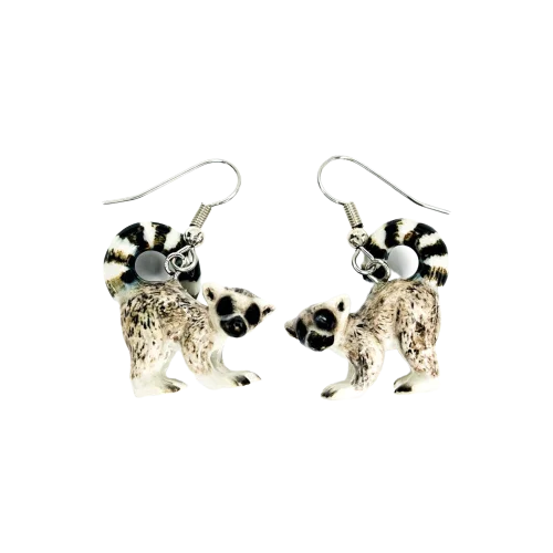 Premium Diamond Jewelry For Unforgettable Moments Ring-Tailed Lemur Porcelain Earrings