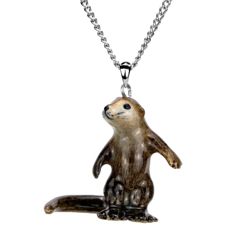 Elegant Rose Gold Jewelry For A Stylish Touch River Otter Pendant Porcelain Jewelry