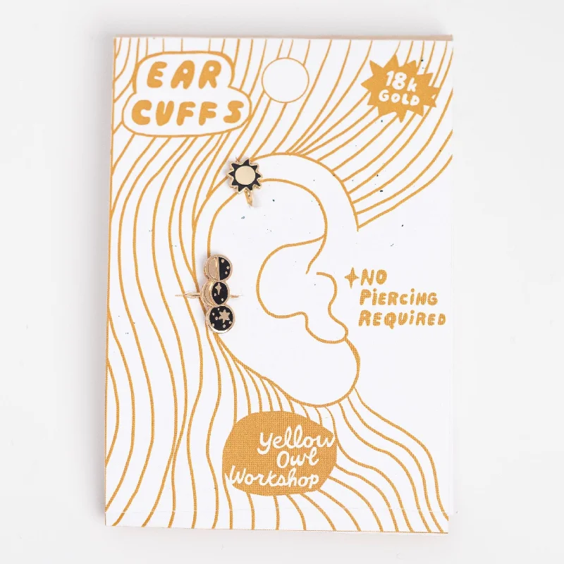 High-Quality Gemstone Jewelry For Special Occasions Sun & Moon Phases Ear Cuffs