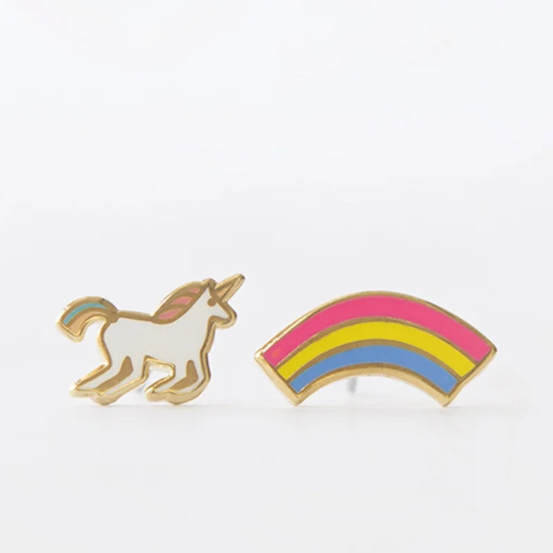 Customized Silver Jewelry For Unique Style Unicorn & Rainbow Earrings